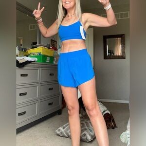 Women's sparkle Blue Athletic dolphin Shorts CRZ Yoga small